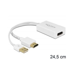 Adaptor Delock 62496, HDMI + USB male - DisplayPort 1.2 female, White
