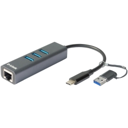 Adaptor placa de retea D-LINK DUB-2332, USB-C, port RJ-45 Gigabit, USB SuperSpeed 3.0 port, adaptor USB-A