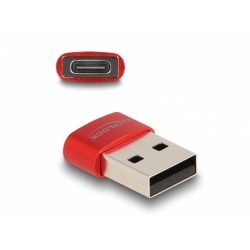 Adaptor USB 2.0-A la USB type C T-M Rosu, Delock 60050