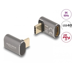 Adaptor USB4 type C T-M unghi 90 grade 8K60Hz/4K144Hz 100W/40Gb metalic, Delock 60054