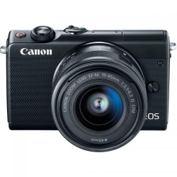 Aparat foto Mirrorless Canon EOS M100, 24.2MP, Black + Obiectiv EF-S 15-45 IS STM + Obiectiv EF-M 15-200 IS STM