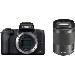 Aparat foto Mirrorless Canon EOS M50 Mark II, 24.1 MP, 4k, Wi-Fi, Negru, + Obiectiv EF-M 18-150mm