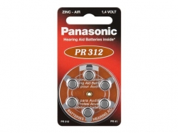 Baterie auditiva zinc-air 1.4V 180 mAh V312 HA312 PR41 PR312 Panasonic BAT-V312-BL6-PAN