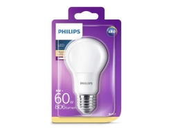 Bec LED Philips 8W (60W), E27, alb cald, nedimabil, temperatura culoare 2700k, 806 lumeni, 220-240V, durata de viata 15.000 ore