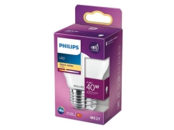 Bec LED Philips Classic, E27 P45, 4.3W (40W), ambianta alba, temperatura lumina calda 2700K, 470 lumeni, durata de viata 15.000 de ore, clasa energetica A++;