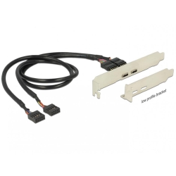 Bracket pin header USB 2.0 la 2 x USB tip C Low Profile, Delock 84754