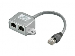 Cable splitter (Y-adapter), grey - Pinout CAT 5 Ethernet + ISDN, FTP shielded