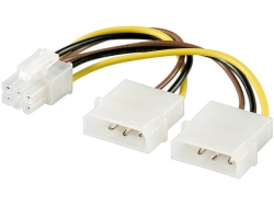 Cablu alimentare 0,15m 2 x 5.25 tata Molex la PCI Express 6 pini