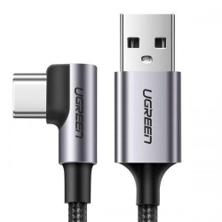 Cablu alimentare si date Ugreen US284, USB-A la USB Type-C 3A Angled 90, braided, 1m, negru - 50941