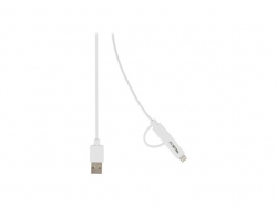 Cablu alimentare si sincronizare USB 2.0 A tata - micro B tata cu adaptor lightning, 1.0 m, alb ; Cod EAN: 5412810219285