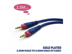 Cablu audio 1,5m 3,5mm Jack stereo tata la 3,5mm Jack stereo tata, contacte aurite AVC-002/1,5-BU