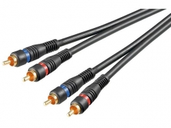 Cablu audio 3m 2 x RCA tata la 2 x RCA tata, contacte aurite HQSA-060 AVC-132/3,0-BU