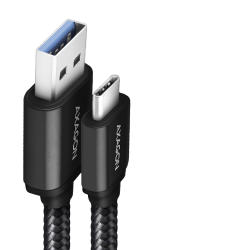 Cablu Axagon USB-C la USB-A, 1m, USB 3.2 Gen 1, 3A, impletit, negru