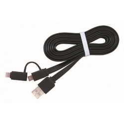 Cablu de date Gembird CC-USB2-AMLM2-1M, USB - micro USB + Lightning, 1m, Black