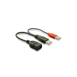 Cablu Delock 2x USB 2.0 Male + USB 2.0 Female, 0.2m, Black