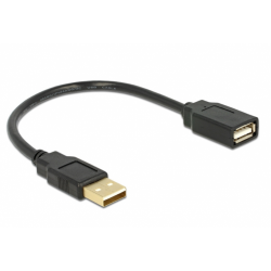 Cablu Delock USB 2.0 Male - USB 2.0 Female, 15cm, Black