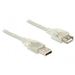 Cablu Delock USB 2.0 Male - USB 2.0 Female, 1m, Transparent