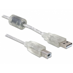 Cablu Delock USB Tip A Male - USB Tip B Male, 0.5m, Transparent
