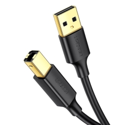 Cablu Ugreen pentru imprimanta, US135 USB-A la USB-B, 1.5m, conectori auriti, negru