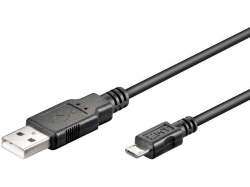 Cablu USB 2.0 0.6m A tata la micro B tata, negru, microUSB AM-UBM/0,6-BU