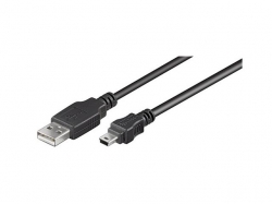 Cablu USB 2.0 (tip A) > mini USB 2.0 tata (tip B 5-pin) 0.15m, Goobay; Cod EAN: 4040849932281