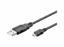 Cablu USB2.0 - microUSB 0.3m negru; Cod EAN: 4040849957352