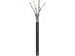 CAT 6 outdoor network cable, S/FTP (PiMF), black, 100 m - CCA, AWG 26/7 (stranded), PE