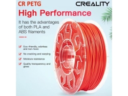 CREALITY CR PETG 3D Printer Filament, red, Printing temperature: 230-250°C, Filament diameter: 1.75mm, Tensile strength: 49MPa, Size of filament wheel: Diameter 200mm, height 66mm, hole diameter 53mm. Eco-friendly, odorless, non-toxic. Utilizare: pana la 
