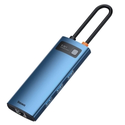 Docking Station Baseus Metal Gleam 6-in-1, USB Type-C Hub, PD 60W, Blue, WKWG000003