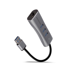 HMA-GL3AP, 3x USB-A + Gigabit LAN, USB3.2 Gen 1 hub, metalic, Conector Alimentare Micro-USB, Cablu USB-A 20 cm