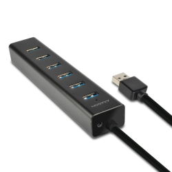 Hub USB Axagon HUE-SA7BP, 7x USB 3.0, Aluminiu, Charging Hub,  include adaptor alimentare, Negru