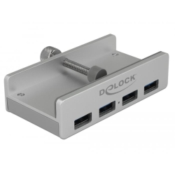 Hub USB Delock 64046, 4x USB, Silver