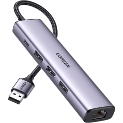 Hub USB&LAN Ugreen CM475, USB 3.0, Silver