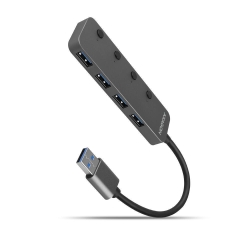HUE-MSA, 4x USB3.2 Gen 1,  metalic, micro USB power IN, Cablu USB-A 20 cm