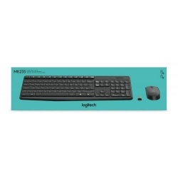 Kit Wireless Logitech MK235 - Tastatura, USB, Black + Mouse Optic, USB, Black-Grey, germana