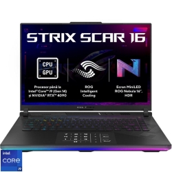 Laptop ASUS Gaming 16'' ROG Strix SCAR 16 G634JYR, QHD+ Mini LED 240Hz G-Sync, Procesor Intel® Core™ i9 14900HX (36M Cache, up to 5.80 GHz), 64GB DDR5, 2x 1TB SSD, GeForce RTX 4090 16GB, Win 11 Pro, Off Black