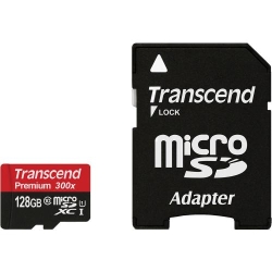 Memory Card Transcend 128GB microSDXC UHS-I, class 10 + Adaptor