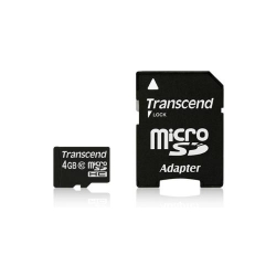 Memory Card Transcend microSDHC 4GB, class 10 + Adaptor SecureDigital