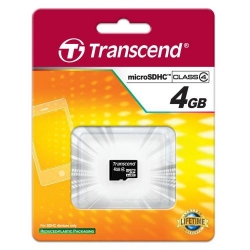 Memory Card Transcend microSDHC 4GB, class 4