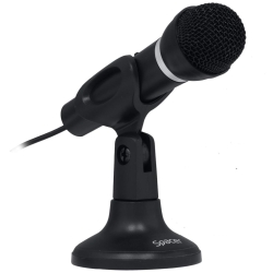 Microfon Spacer SPMF-RETRO, suport tip picior, conector Jack 3.5 mm, buton on/off, Negru