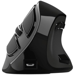 Mouse wireless Trust Voxx, design ergonomic vertical, 2.4GHz&Bluetooth, display, reincarcabil, Negru