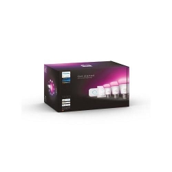 Pachet 3 becuri inteligente LED RGBW Philips Hue, Bluetooth/ZigBee, E27, 10.5W echivalent 75W, 1100 lm, lumina alba/color + Bridge