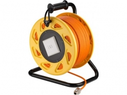 Portable RJ45 Network Cable Reel extension, 50 m - high-quality, shielded, halogen-free CAT 7A S/FTP (1200 MHz) installation cable on a robust cable reel
