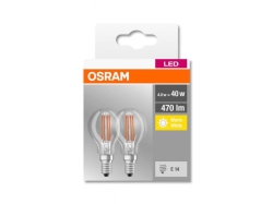 Set 2 becuri Led Osram, E14, 4W, 470 lumeni, lumina calda(2700K), durata de viata 10.000 ore, clasa energetica A++