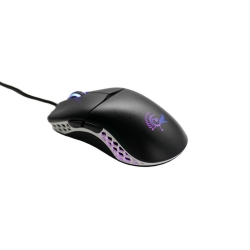 Mouse gaming Ducky White Feather, ultrausor 65g, cablu paracord, 16k DPI, clickswitch Huano Blue, Negru Alb